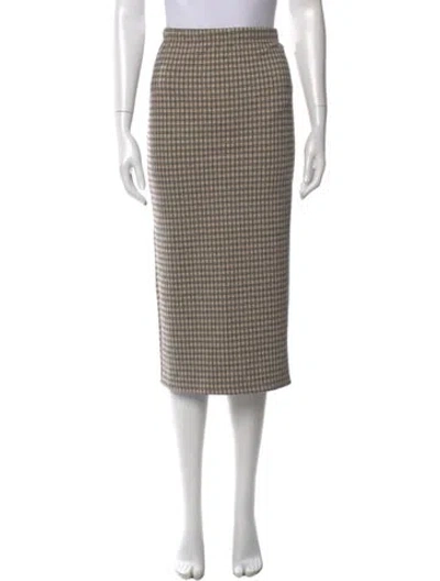 Pre-owned Reformation Plaid Print Midi Length Skirt In Neutral