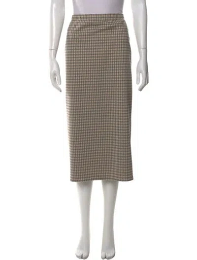 Pre-owned Reformation Plaid Print Midi Length Skirt In Neutral
