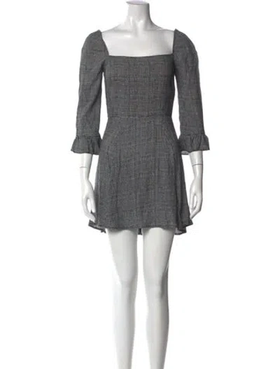 Pre-owned Reformation Plaid Print Mini Dress In Black