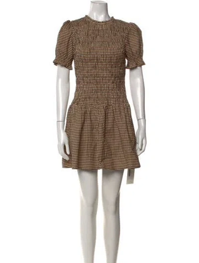 Pre-owned Reformation Plaid Print Mini Dress In Black