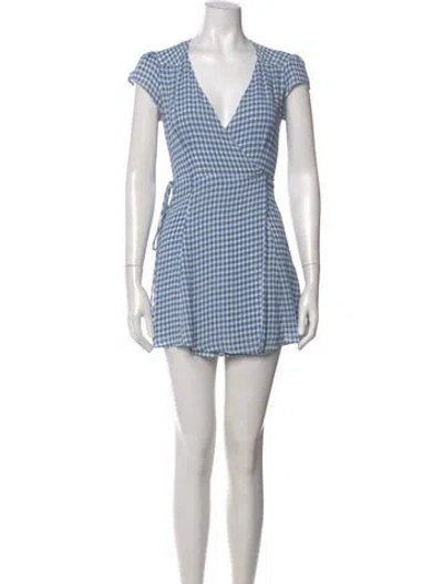 Pre-owned Reformation Plaid Print Mini Dress In Blue