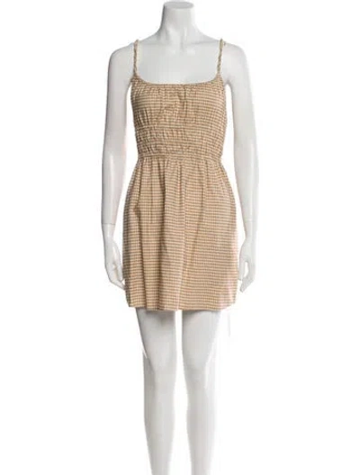 Pre-owned Reformation Plaid Print Mini Dress In Brown