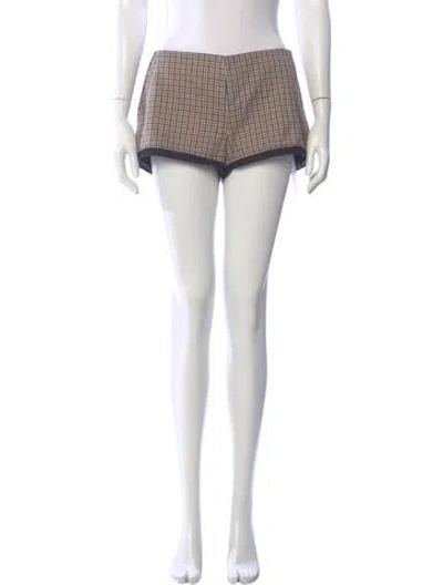 Pre-owned Reformation Plaid Print Mini Shorts In Black