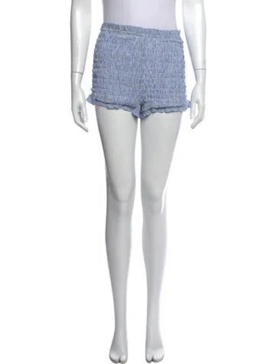 Pre-owned Reformation Plaid Print Mini Shorts In Blue