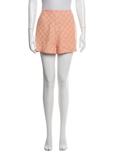 Pre-owned Reformation Plaid Print Mini Shorts In Orange