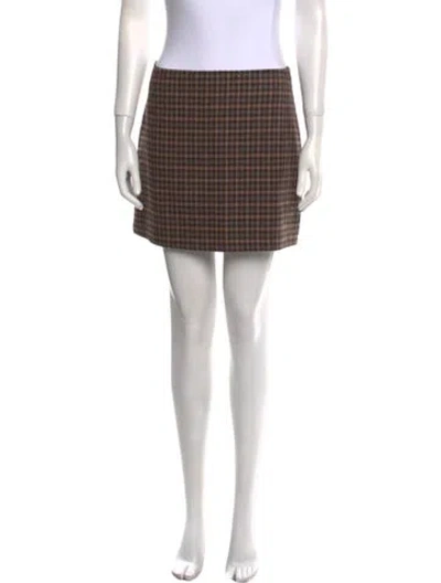 Pre-owned Reformation Plaid Print Mini Skirt In Black