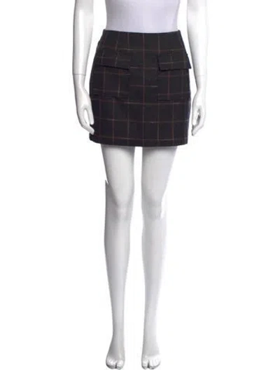 Pre-owned Reformation Plaid Print Mini Skirt In Black