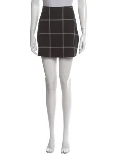 Pre-owned Reformation Plaid Print Mini Skirt In Black