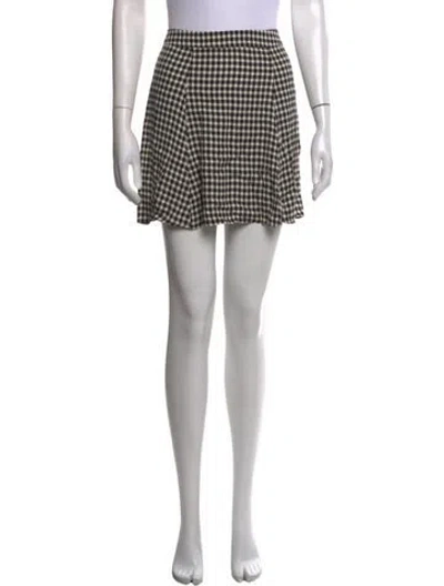 Pre-owned Reformation Plaid Print Mini Skirt In Black