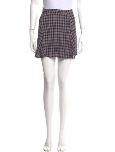 Pre-owned Reformation Plaid Print Mini Skirt In Blue