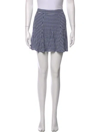 Pre-owned Reformation Plaid Print Mini Skirt In Blue