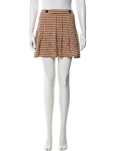 Pre-owned Reformation Plaid Print Mini Skirt In Brown