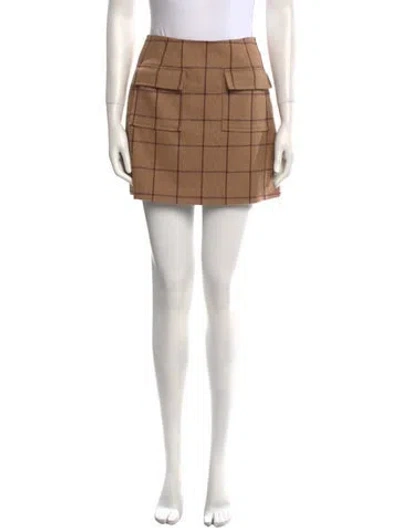 Pre-owned Reformation Plaid Print Mini Skirt In Neutral