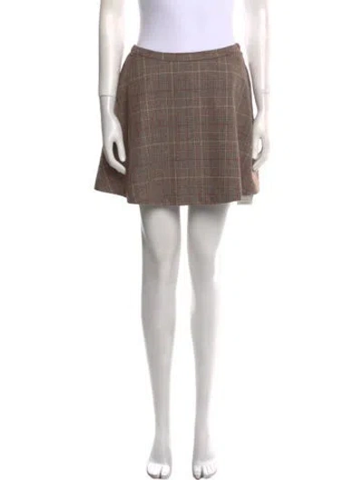 Pre-owned Reformation Plaid Print Mini Skirt In Neutral