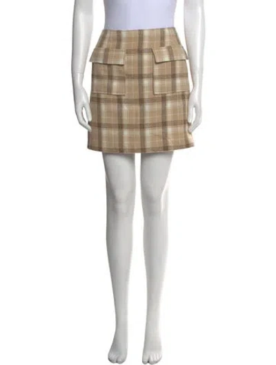 Pre-owned Reformation Plaid Print Mini Skirt In Neutral
