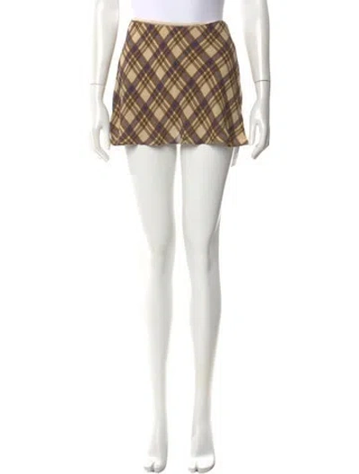 Pre-owned Reformation Plaid Print Mini Skirt In Neutral