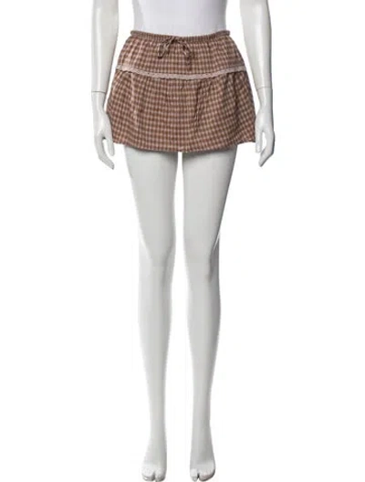 Pre-owned Reformation Plaid Print Mini Skirt In Neutral