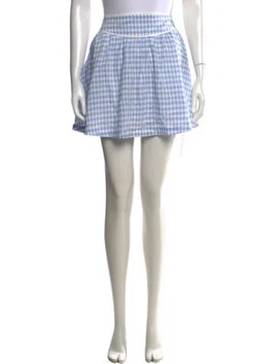 Pre-owned Reformation Plaid Print Mini Skirt W/ Tags In Blue