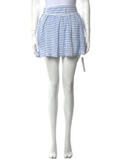 Pre-owned Reformation Plaid Print Mini Skirt W/ Tags In Blue