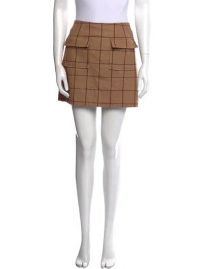 Pre-owned Reformation Plaid Print Mini Skirt W/ Tags In Brown