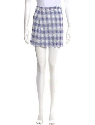 Pre-owned Reformation Plaid Print Mini Skirt W/ Tags In White