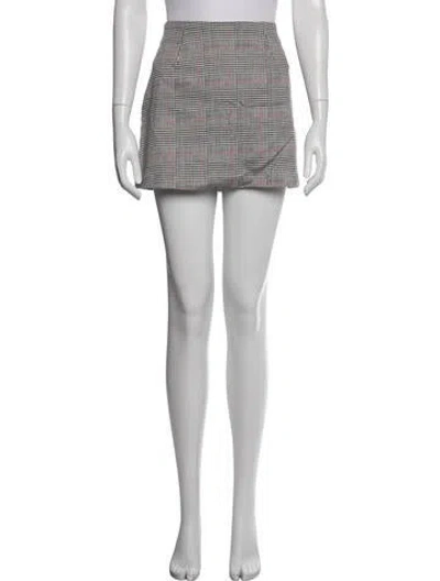 Pre-owned Reformation Plaid Print Mini Skirt In White