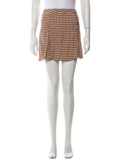 Pre-owned Reformation Plaid Print Mini Skirt In White