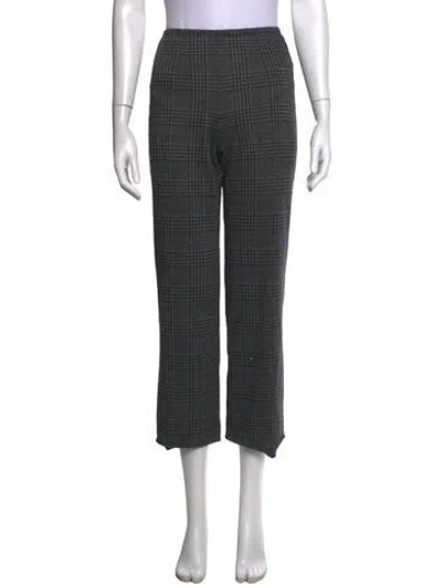 Pre-owned Reformation Plaid Print Straight Leg Pants In Black