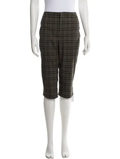 Pre-owned Reformation Plaid Print Straight Leg Pants In Gray