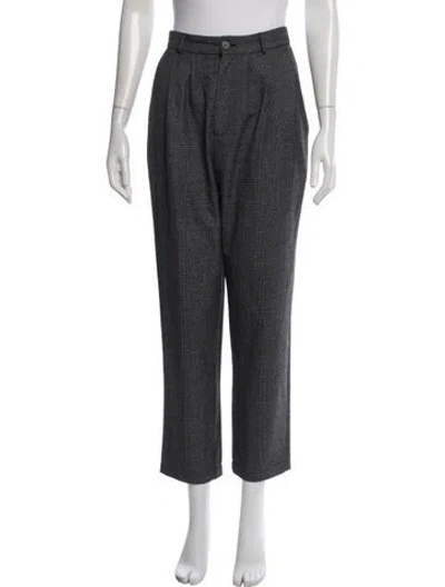 Pre-owned Reformation Plaid Print Straight Leg Pants In Gray
