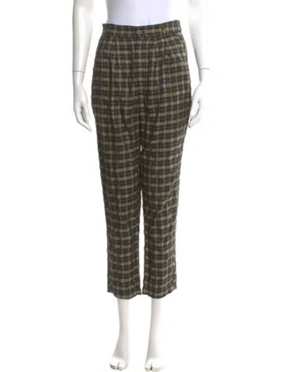 Pre-owned Reformation Plaid Print Straight Leg Pants In Multi