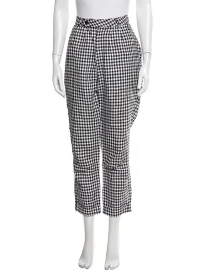 Pre-owned Reformation Plaid Print Straight Leg Pants In Multi
