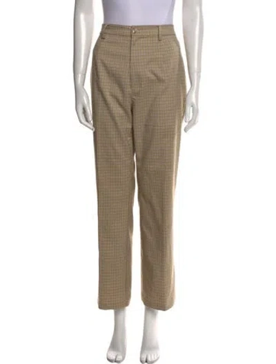 Pre-owned Reformation Plaid Print Straight Leg Pants In Neutral