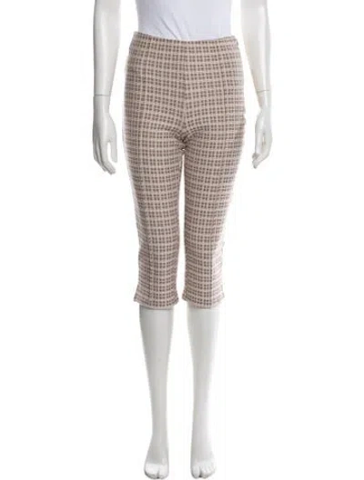 Pre-owned Reformation Plaid Print Straight Leg Pants In Neutral