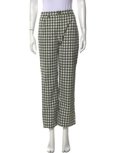 Pre-owned Reformation Plaid Print Straight Leg Pants In White