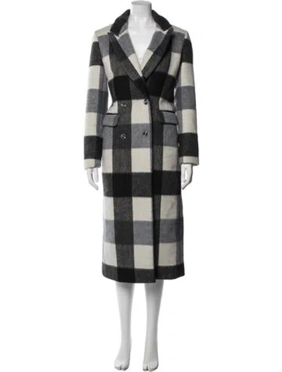 Pre-owned Reformation Plaid Print Trench Coat In Gray
