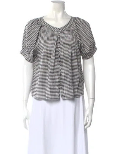 Pre-owned Reformation Plaid Print V-neck Blouse W/ Tags In Multi