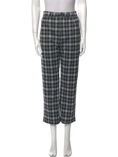 Pre-owned Reformation Plaid Print Wide Leg Pants In Black