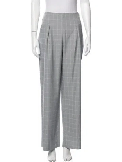 Pre-owned Reformation Plaid Print Wide Leg Pants In Gray