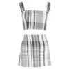 Reformation Plaid Top And Mini Skirt Set In Grey Linen In White