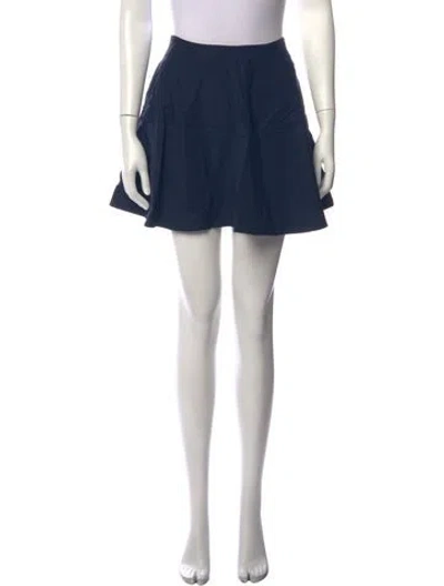Pre-owned Reformation Pleated Accents Mini Skirt In Blue