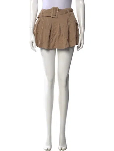 Pre-owned Reformation Pleated Accents Mini Skirt In Brown