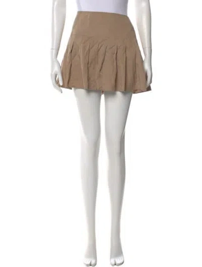 Pre-owned Reformation Pleated Accents Mini Skirt In Brown