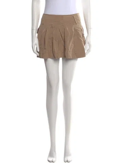 Pre-owned Reformation Pleated Accents Mini Skirt In Brown