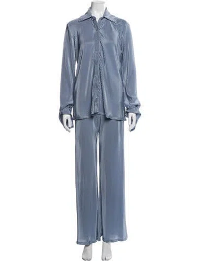 Pre-owned Reformation Pleated Accents Pant Set In Blue