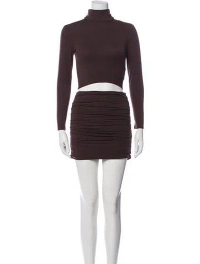 Pre-owned Reformation Pleated Accents Skirt Set In Brown
