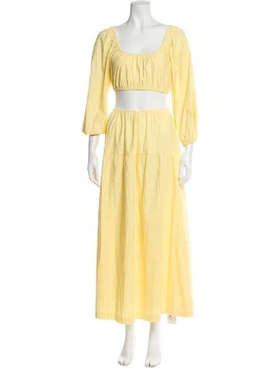 Pre-owned Reformation Pleated Accents Skirt Set In Yellow