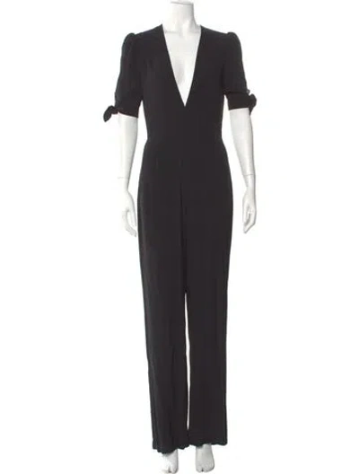 Pre-owned Reformation Plunge Neckline Jumpsuit In Black