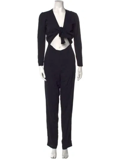 Pre-owned Reformation Plunge Neckline Jumpsuit In Black