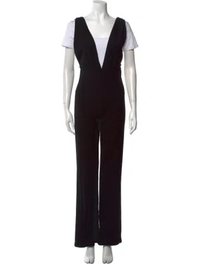 Pre-owned Reformation Plunge Neckline Jumpsuit In Black